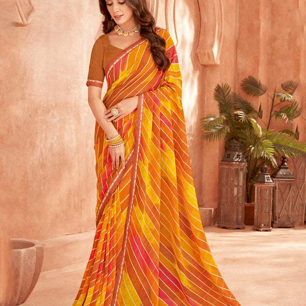 Turquoise printed saree 